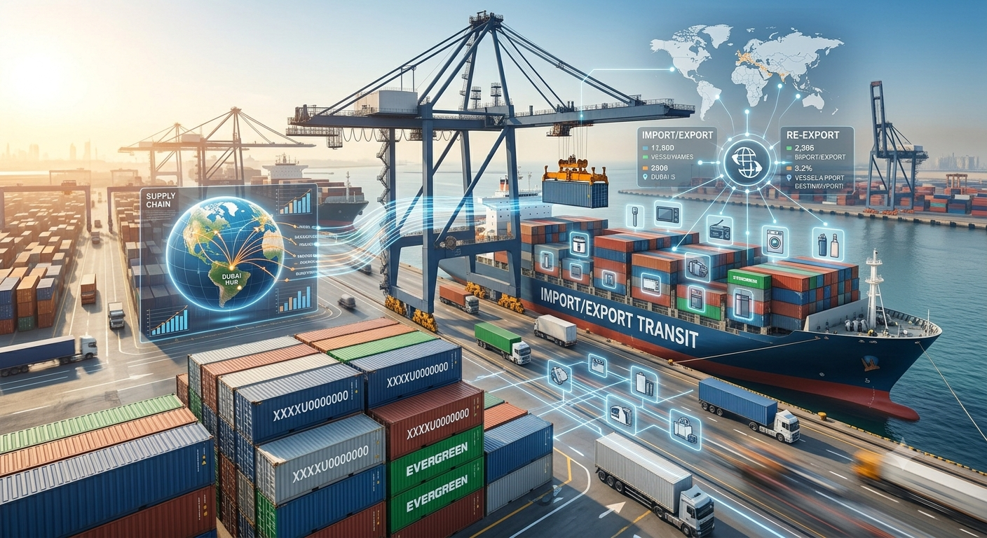 Import Export Transit by Sea — Jebel Ali port container shipping